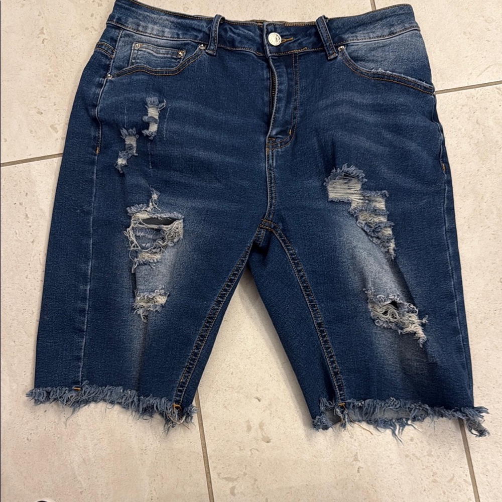 Distressed Denim Shorts